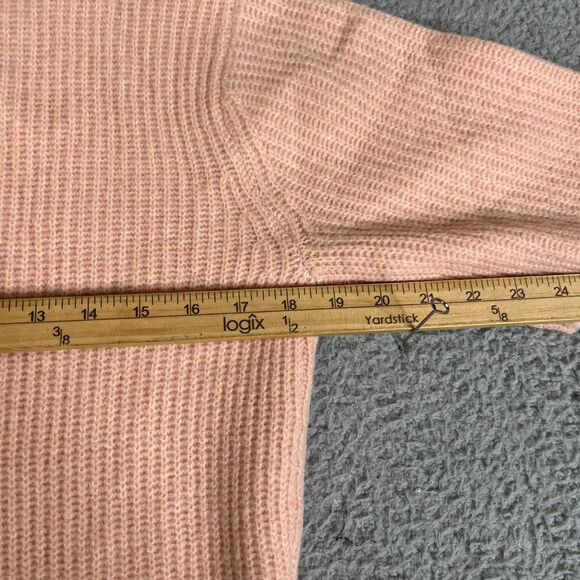 Aerie Sweater Women XS Peach  Button Crop  Solid V Neck Short Sleeve Ribbed - Picture 9 of 9